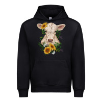 Black charolais calf with sunflowers Urban Hoodie - RanaPortraitStore