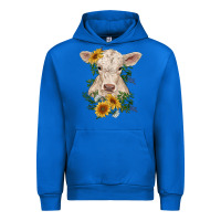 Cobalt charolais calf with sunflowers Urban Hoodie - RanaPortraitStore