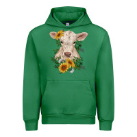 Emerald charolais calf with sunflowers Urban Hoodie - RanaPortraitStore