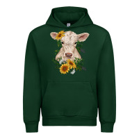 Forest Green charolais calf with sunflowers Urban Hoodie - RanaPortraitStore