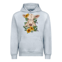 Heather Grey charolais calf with sunflowers Urban Hoodie - RanaPortraitStore