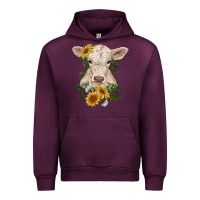Mauve Wine charolais calf with sunflowers Urban Hoodie - RanaPortraitStore