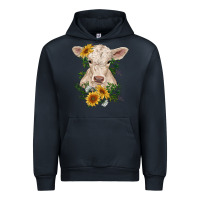 Navy charolais calf with sunflowers Urban Hoodie - RanaPortraitStore