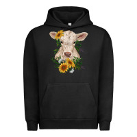 Pigment Black charolais calf with sunflowers Urban Hoodie - RanaPortraitStore