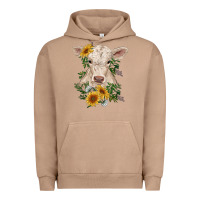 Pigment Burro charolais calf with sunflowers Urban Hoodie - RanaPortraitStore