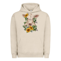 Pigment French Oak charolais calf with sunflowers Urban Hoodie - RanaPortraitStore