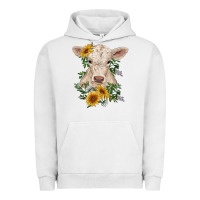 Pigment Lunar Rock charolais calf with sunflowers Urban Hoodie - RanaPortraitStore