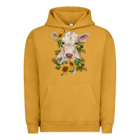 Pigment Peanut Butter charolais calf with sunflowers Urban Hoodie - RanaPortraitStore