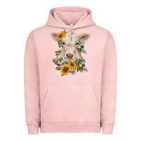 Pigment Salmon charolais calf with sunflowers Urban Hoodie - RanaPortraitStore