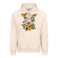 Sandshell charolais calf with sunflowers Urban Hoodie - RanaPortraitStore
