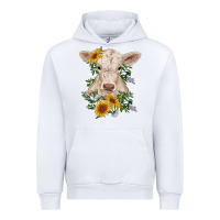White charolais calf with sunflowers Urban Hoodie - RanaPortraitStore