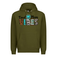 Army Green tired mom vibes Premium Hoodie - texasbilliewilder