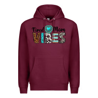 Burgundy tired mom vibes Premium Hoodie - texasbilliewilder