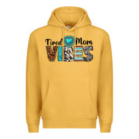 Mustard tired mom vibes Premium Hoodie - texasbilliewilder