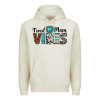 Oatmeal Heather tired mom vibes Premium Hoodie - texasbilliewilder