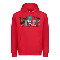 Red tired mom vibes Premium Hoodie - texasbilliewilder