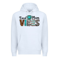 White tired mom vibes Premium Hoodie - texasbilliewilder