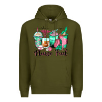 Army Green nurse fuel coffee cups Premium Hoodie - Zillion Design Studio