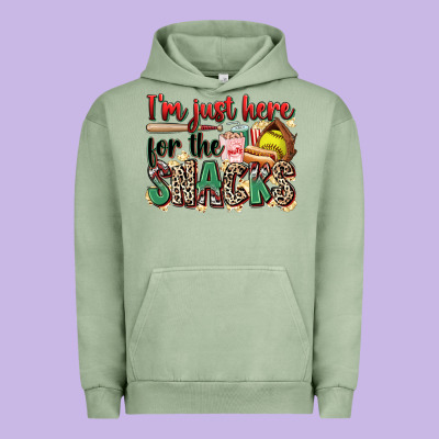 I'm Just Here For The Snacks Softball Urban Hoodie Designed By Zillion Design Studio