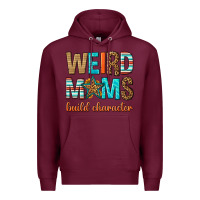 Burgundy weird moms build character Premium Hoodie - texasbilliewilder
