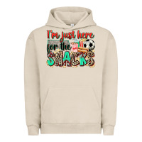 Pigment French Oak i'm just here for the snacks soccer Urban Hoodie - Zillion Design Studio