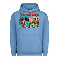 Pigment Pebble Blue i'm just here for the snacks soccer Urban Hoodie - Zillion Design Studio