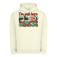 Pigment Pistachio i'm just here for the snacks soccer Urban Hoodie - Zillion Design Studio