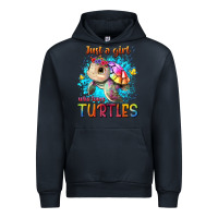 Navy just a girl who loves turtles Urban Hoodie - texasbilliewilder