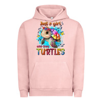 Pigment Salmon just a girl who loves turtles Urban Hoodie - texasbilliewilder