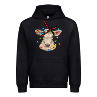 Black charolais calf with christmas lights baby cow Urban Hoodie - RanaPortraitStore