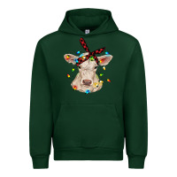 Forest Green charolais calf with christmas lights baby cow Urban Hoodie - RanaPortraitStore