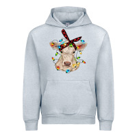 Heather Grey charolais calf with christmas lights baby cow Urban Hoodie - RanaPortraitStore