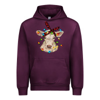 Mauve Wine charolais calf with christmas lights baby cow Urban Hoodie - RanaPortraitStore