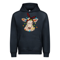 Navy charolais calf with christmas lights baby cow Urban Hoodie - RanaPortraitStore