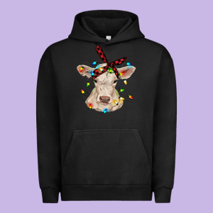 Charolais Calf With Christmas Lights Baby Cow Urban Hoodie Designed By Ranaportraitstore