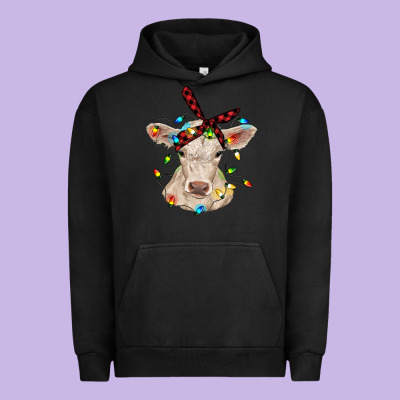 Charolais Calf With Christmas Lights Baby Cow Urban Hoodie Designed By Ranaportraitstore