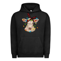 Pigment Black charolais calf with christmas lights baby cow Urban Hoodie - RanaPortraitStore