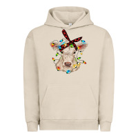 Pigment French Oak charolais calf with christmas lights baby cow Urban Hoodie - RanaPortraitStore