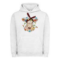 Pigment Lunar Rock charolais calf with christmas lights baby cow Urban Hoodie - RanaPortraitStore