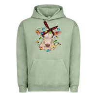 Pigment Oil Green charolais calf with christmas lights baby cow Urban Hoodie - RanaPortraitStore