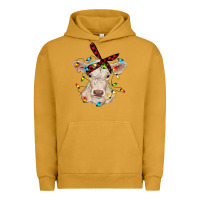 Pigment Peanut Butter charolais calf with christmas lights baby cow Urban Hoodie - RanaPortraitStore
