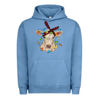 Pigment Pebble Blue charolais calf with christmas lights baby cow Urban Hoodie - RanaPortraitStore