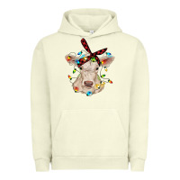 Pigment Pistachio charolais calf with christmas lights baby cow Urban Hoodie - RanaPortraitStore