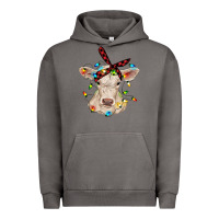 Pigment Tornado charolais calf with christmas lights baby cow Urban Hoodie - RanaPortraitStore