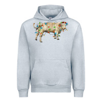 Heather Grey Charolais bull with christmas lights Urban Hoodie - RanaPortraitStore