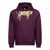 Mauve Wine Charolais bull with christmas lights Urban Hoodie - RanaPortraitStore