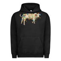 Pigment Black Charolais bull with christmas lights Urban Hoodie - RanaPortraitStore