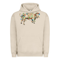 Pigment French Oak Charolais bull with christmas lights Urban Hoodie - RanaPortraitStore