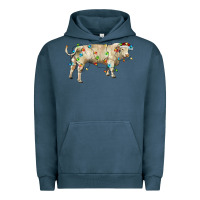 Pigment Midnight Navy Charolais bull with christmas lights Urban Hoodie - RanaPortraitStore
