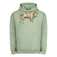 Pigment Oil Green Charolais bull with christmas lights Urban Hoodie - RanaPortraitStore